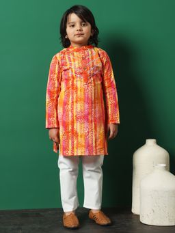 Readiprint - Straight Style Cotton Orange Kurta with Pyjama (Set of 2)