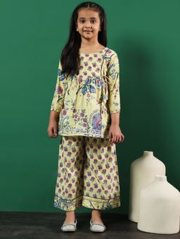 Readiprint - Frock Style Cotton Yellow Kurti and Palazzo (Set of 2)