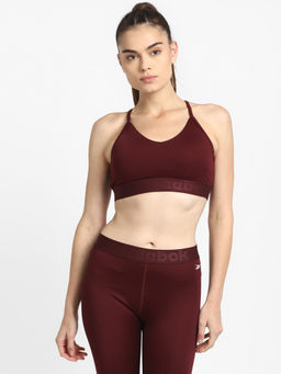Reebok - Wor Comm Strappy Back Bra Maroon Solid/plain Training Bra