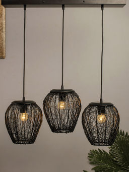 Homesake - Linear Chandelier Black Wire Mesh Pendant