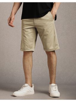 Louis Philippe - Men Beige Solid Shorts
