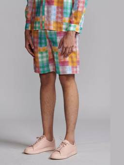 dash and dot - Multicolour Check Shorts