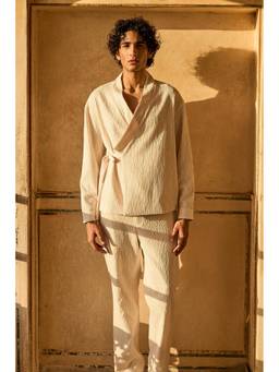 dash and dot - Ivory Side Tie Shirt Jacket