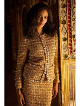 dash and dot - Gold Boucle Jacket