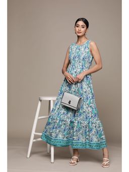 Label Ritu Kumar - Blue Botanic Print Maxi Dress