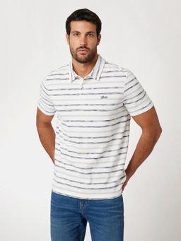 Guess - White Stripes Regular Polo T-Shirt