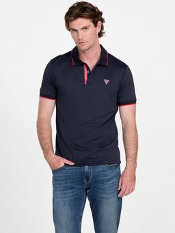 Guess - Blue Solid/Plain Slim Polo T-Shirt