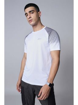 Reebok - White Printed Round Neck T-Shirt