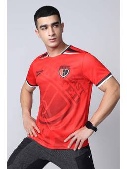 Reebok - Red Printed Round Neck T-Shirt
