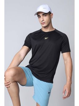 Reebok - Black Solid Plain Round Neck T-Shirt