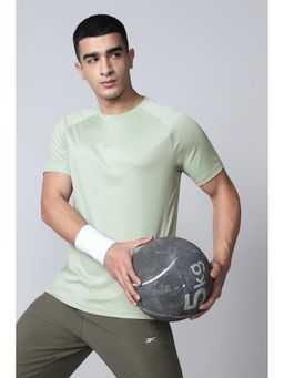 Reebok - Green Solid Plain Round Neck T-Shirt