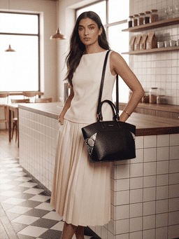 MIRAGGIO - Rosetta Top Handle Satchel Bag With Detachable Strap - Black
