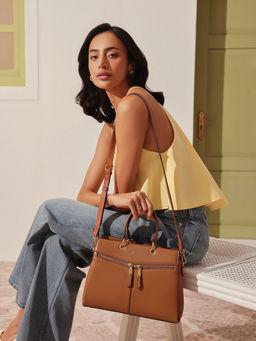 MIRAGGIO - Eugene Top Handle Satchel Bag With Detachable Strap - Tan