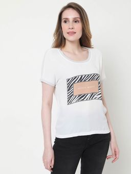 VERO MODA - Women Graphic Print White T-shirt