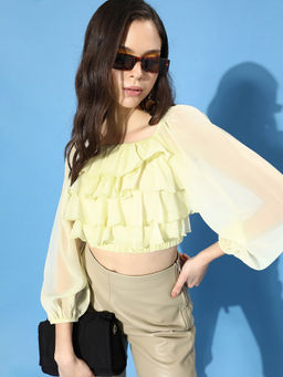 Style Quotient - Cream Ruffled Top