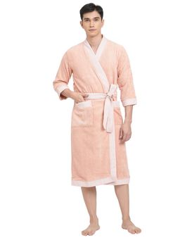 SPACES - Brown Hygro Cotton 400 Gsm Dobby Plain Bath Robe