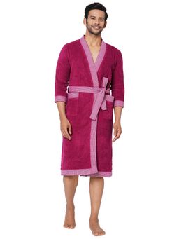 SPACES - Purple Hygro Cotton 400 Gsm Dobby Plain Bath Robe