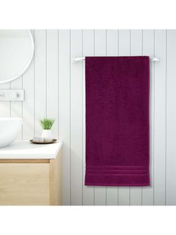 Welspun - Purple Quik Dry Cotton 380 Gsm Dobby Solid Premium Bath Towel (L)