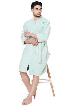 Welspun - Green Dew Cotton 325 Gsm Dobby Weave Plain Bath Robe (L)