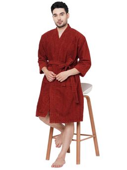 Welspun - Brown Dew Cotton 325 Gsm Dobby Weave Plain Bath Robe (L)