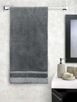 SPACES - Grey Hygro Cotton 600 Gsm Dobby Weave Solid Premium Bath Towel