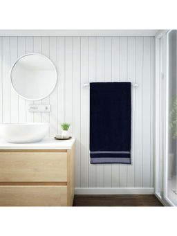 SPACES - Navy Blue Hygro Cotton 600 Gsm Dobby Weave Solid Premium Bath Towel