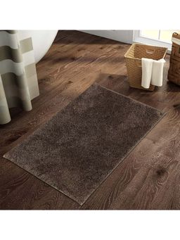 SPACES - Brown Exotica Polyester 2376 Gsm Machine Tufted Plain Bath Mat (S)