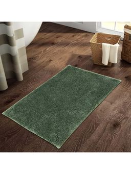 SPACES - Green Exotica Polyester 2376 Gsm Machine Tufted Plain Bath Mat (S)