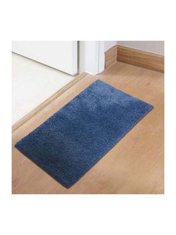 SPACES - Blue Exotica Drylon 2355 Gsm Machine Tufted Plain Bath Mat (L)
