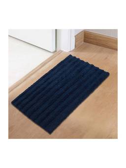 SPACES - Blue Swift Flow Polyester 1744 Gsm Machine Tufted Plain Bath Mat (L)