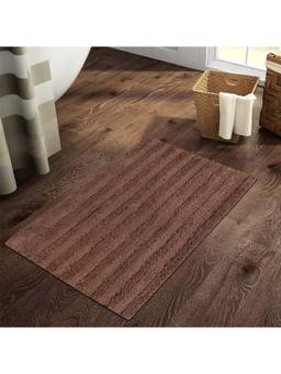 SPACES - Brown Swift Flow Polyester 1744 Gsm Machine Tufted Plain Bath Mat (L)