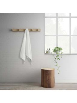 SPACES - White Swift Dry Cotton 575 Gsm Dobby Weave Solid Premium Bath Towel