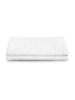 SPACES - White Swift Dry Cotton 480 Gsm Dobby Weave Plain Hand Towels (Pack of 2)