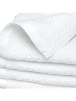SPACES - White Swift Dry Cotton 450 Gsm Dobby Weave Plain Face Towels (Pack of 4)