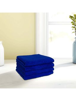 SPACES - Blue Swift Dry Cotton 450 Gsm Dobby Weave Plain Face Towels (Pack of 4)