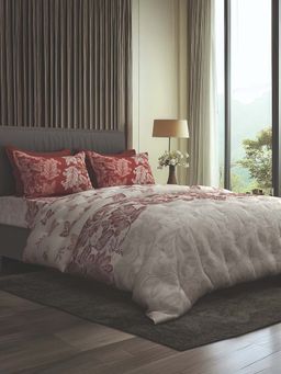SANSAAR A D'DECOR BRAND LIVE CONSCIOUSLY - Red Bedsheet, Comforter & 2 Pillow Cover (King)