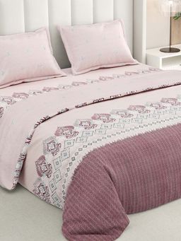 RIVERMOOR - Pink 144TC Polycotton Bedsheet with 2 Pillow Covers (Double)