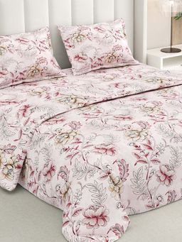 RIVERMOOR - Pink 144TC Polycotton Bedsheet with 2 Pillow Covers (Double)