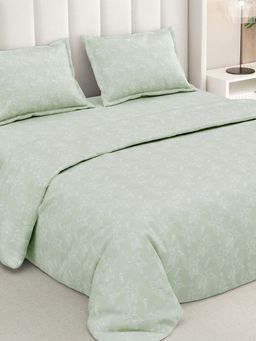 RIVERMOOR - Green Cloud Cotton Bedsheet with 2 Pillow Covers (Double)