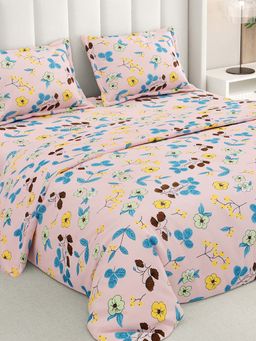 RIVERMOOR - Pink Ultrasoft Floral Bedsheet with 2 Pillow Covers (Double)