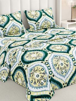 RIVERMOOR - Green Ultrasoft Pattern Bedsheet with 2 Pillow Covers (Double)