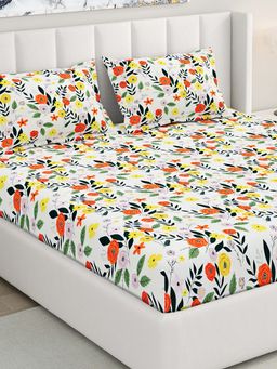 RIVERMOOR - Multi-Color Ultrasoft Floral Fitted Bedsheet with 2 Pillow Covers (Double)