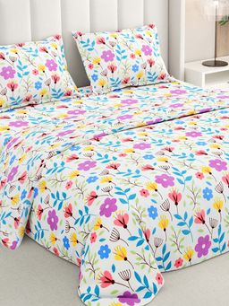 RIVERMOOR - Multi-Color Ultrasoft Floral Bedsheet with 2 Pillow Covers (Double)