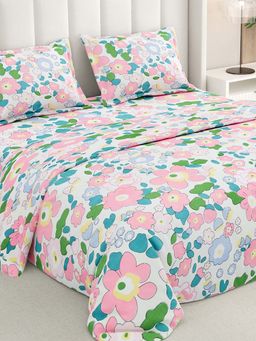 RIVERMOOR - Multi-Color Ultrasoft Floral Bedsheet with 2 Pillow Covers (Double)