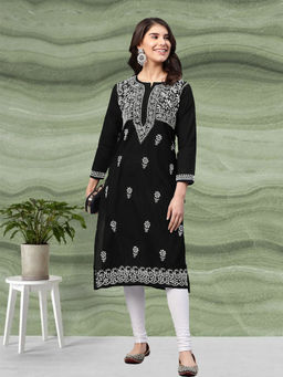 ADA - Black Embroidered Kurta (XS) (A341075)