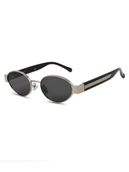 IDOR - Unisex Black Oval Sunglasses with Uv Protected Lens (10841-C1)