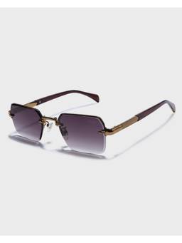 IDOR - Unisex Brown Rectangular Sunglasses with Uv Protected Lens (2637-Gd-Brn)
