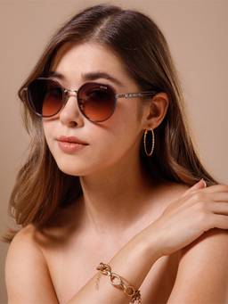 IDOR - Unisex Brown Round Sunglasses with Uv Protected Lens (2721-Brn)