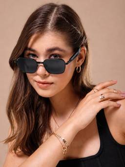 IDOR - Unisex Black Square Sunglasses with Uv Protected Lens (2734-Blk)