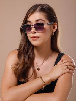 IDOR - Unisex Brown Square Sunglasses with Uv Protected Lens (2734-Gd-Brn)